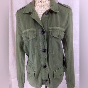 Gap Med. Utility Green Jacket with elbow patches 53% linen